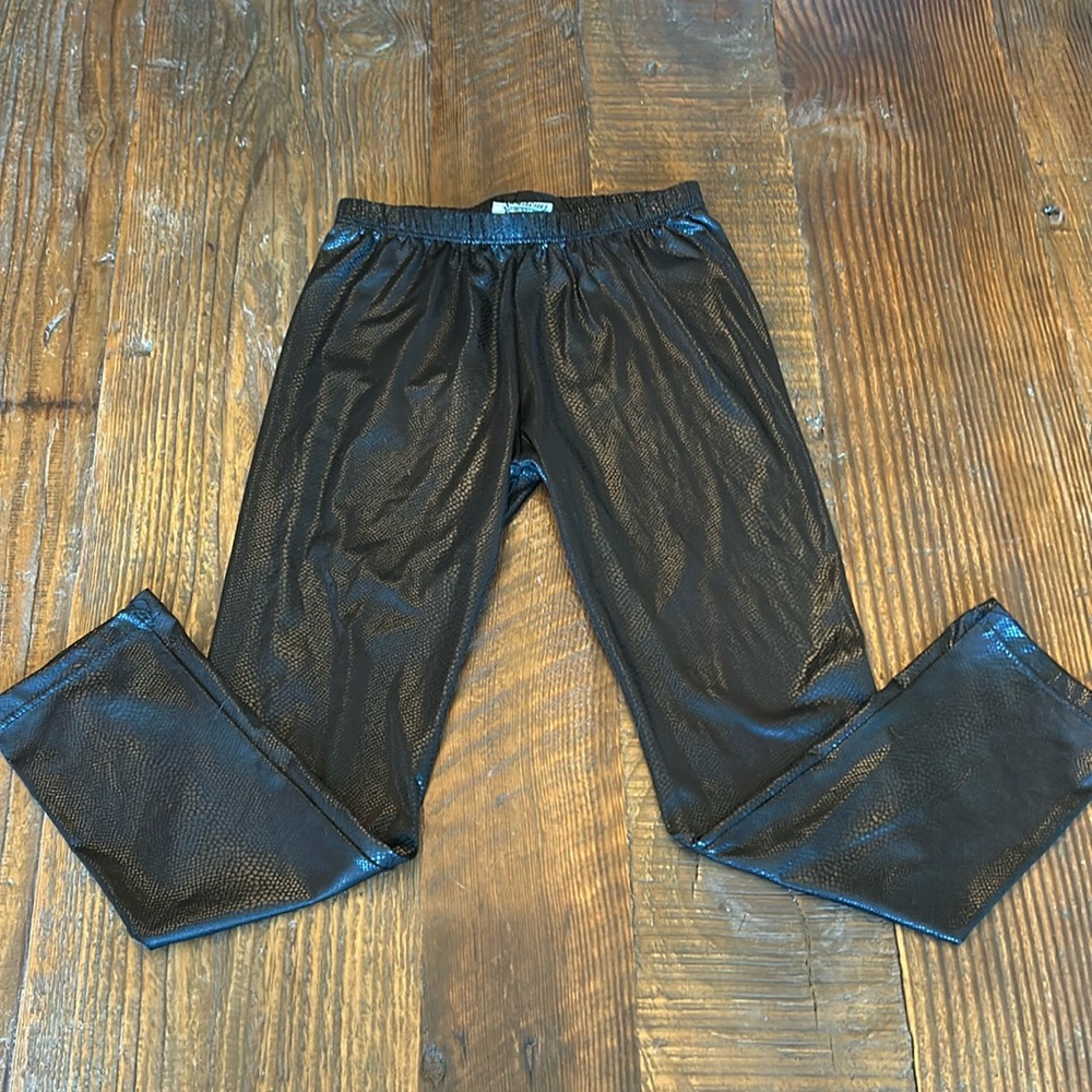 Random Hearts Girls Black Snakeskin Leggings 6x